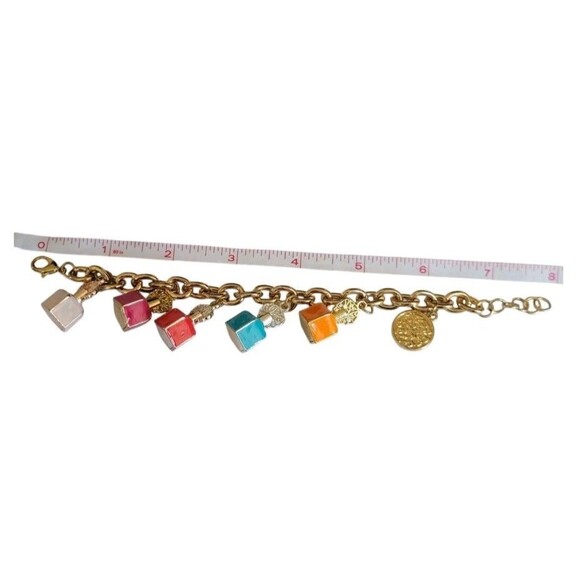 Vince Camuto Colorful Perfume Bottle Bottles Multi Charm Gold Tone Link Bracelet - Picture 6 of 6